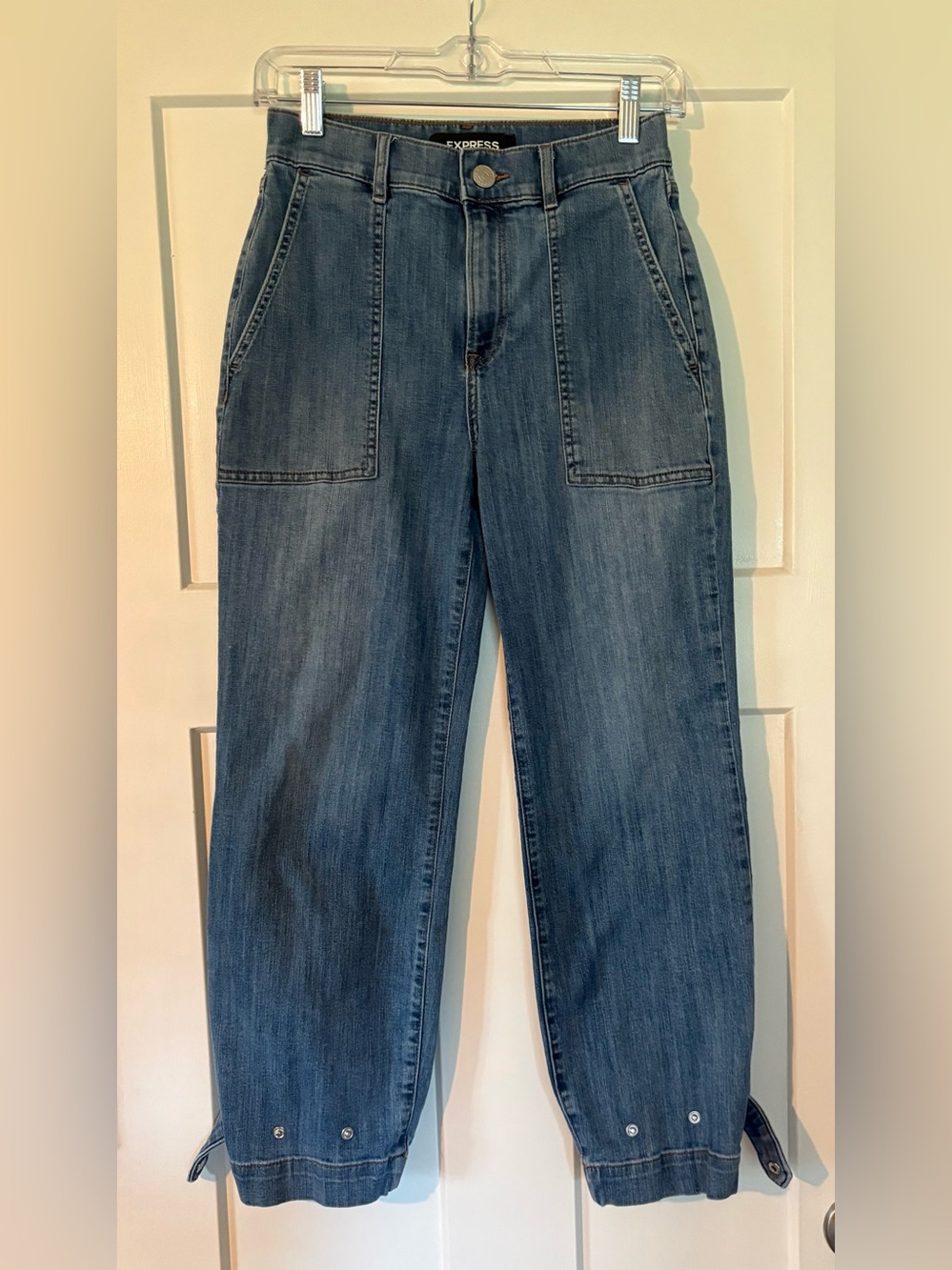 Express Women's Blue Denim Utility Jeans